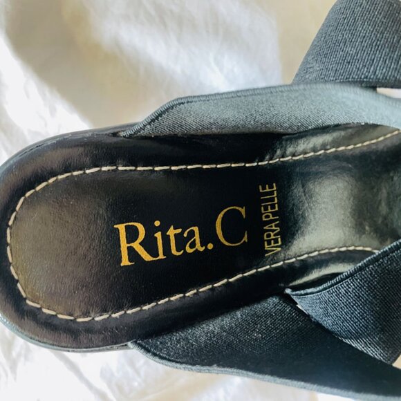 Rita C Vera Pelle Italian Two Toned Wedge Sandal Size 6 (Eur 37) - Picture 8 of 10
